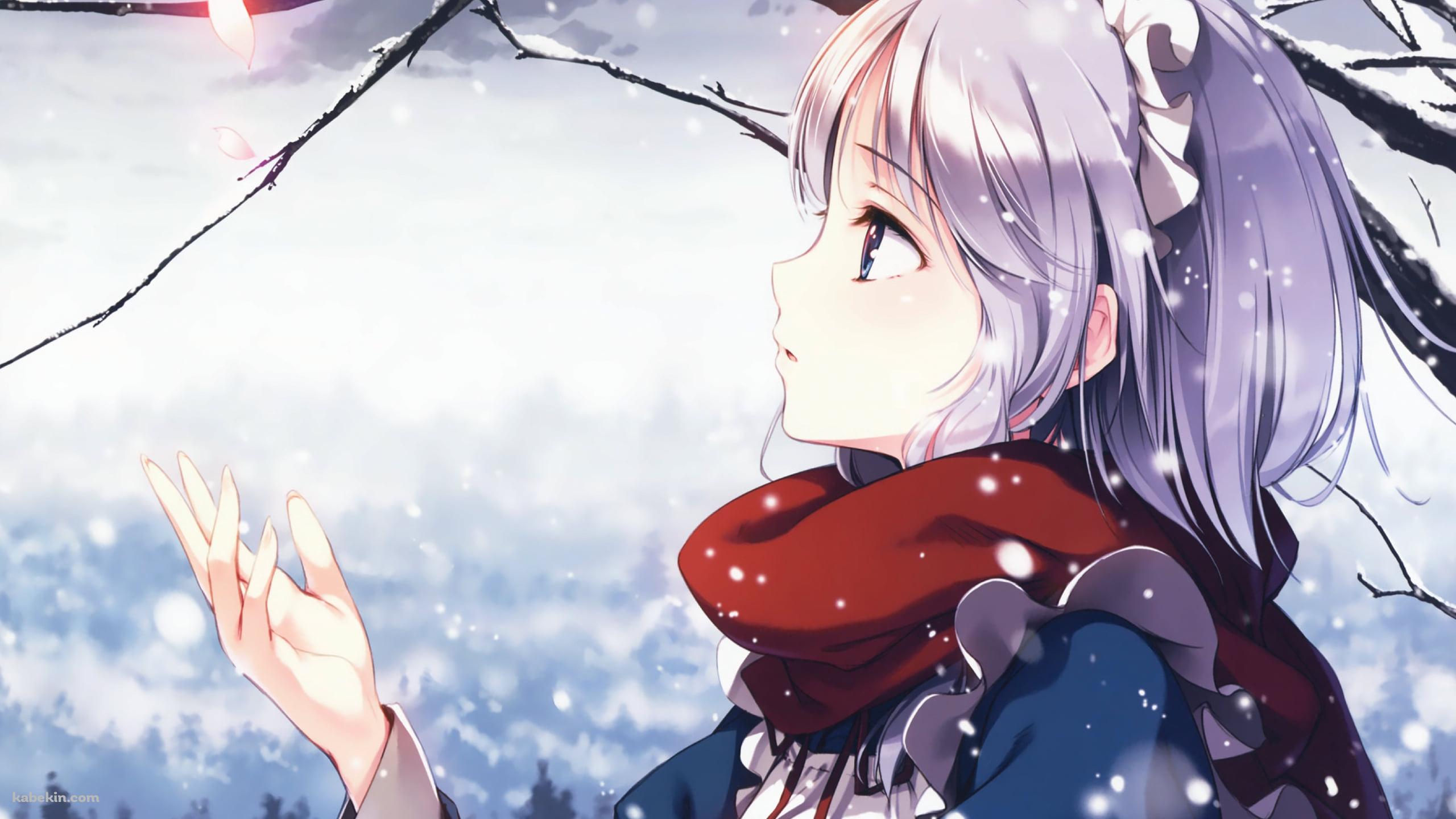 空から降る花びらに手をかざす十六夜咲夜 / 東方の壁紙(2560px x 1440px) 高画質 PC・デスクトップ用
