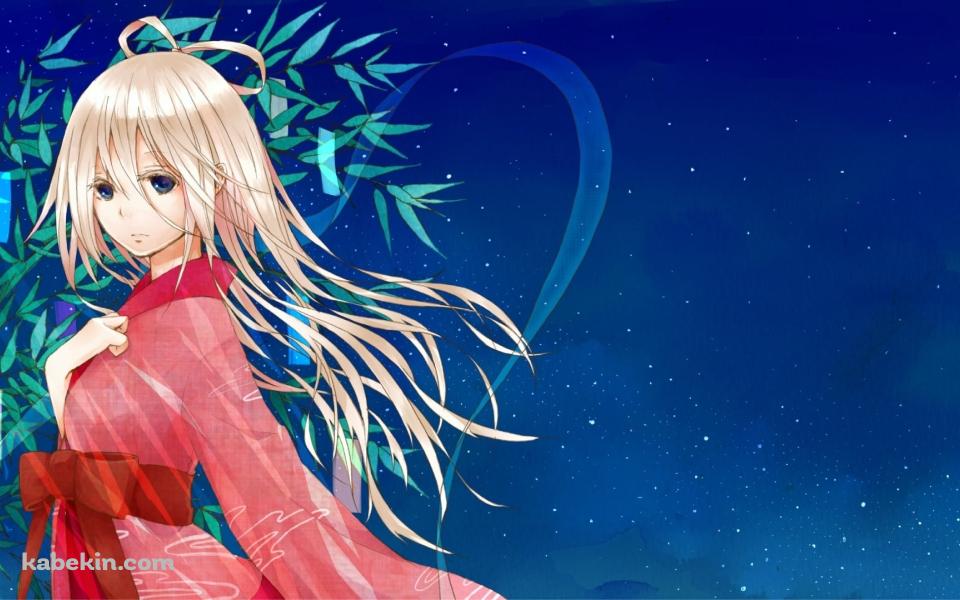 赤い浴衣を着たIA / 短冊 / 星空 / ボカロ / ボーカロイドの壁紙(960px x 600px) 高画質 PC・デスクトップ用
