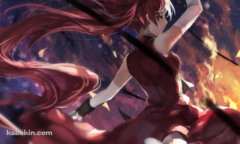 夕暮れ時、舞う佐倉杏子 / 魔法少女まどか☆マギカの壁紙(800px x 480px) 高画質 PC・デスクトップ用