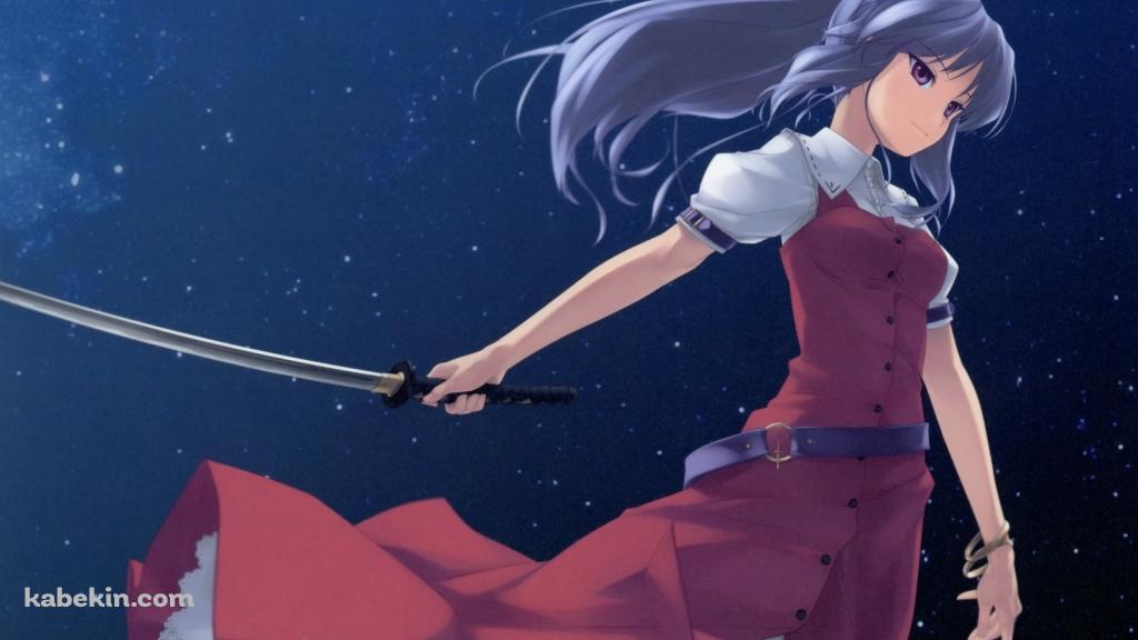 刀を持つ綿月依姫(わたつきのよりひめ) / 東方儚月抄の壁紙(1024px x 576px) 高画質 PC・デスクトップ用