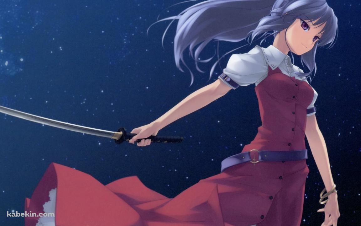 刀を持つ綿月依姫(わたつきのよりひめ) / 東方儚月抄の壁紙(1152px x 720px) 高画質 PC・デスクトップ用