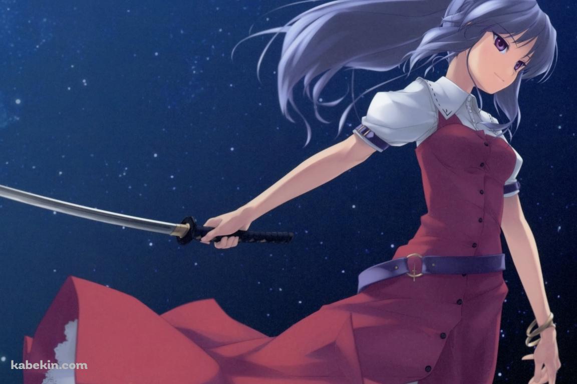 刀を持つ綿月依姫(わたつきのよりひめ) / 東方儚月抄の壁紙(1152px x 768px) 高画質 PC・デスクトップ用