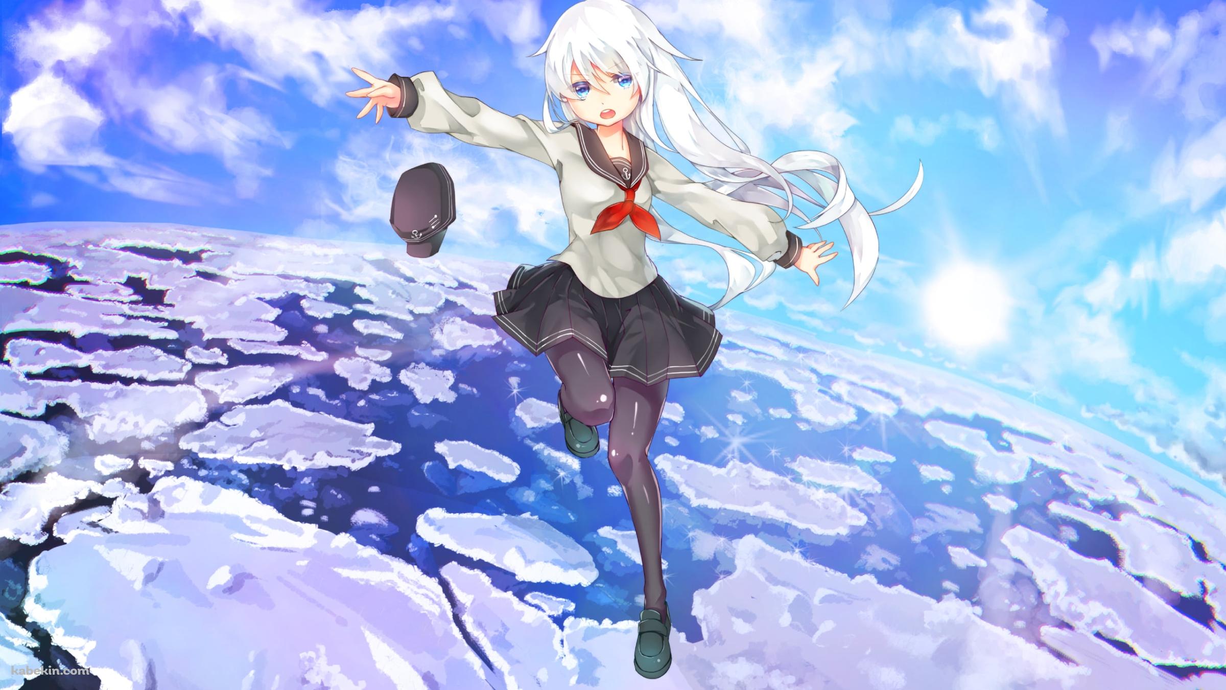 氷河の上を渡る響 / 艦隊これくしょんの壁紙(2400px x 1350px) 高画質 PC・デスクトップ用