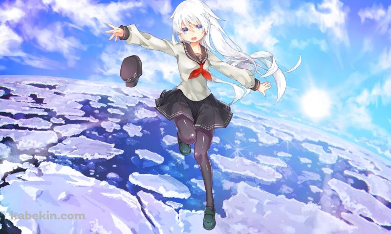 氷河の上を渡る響 / 艦隊これくしょんの壁紙(800px x 480px) 高画質 PC・デスクトップ用
