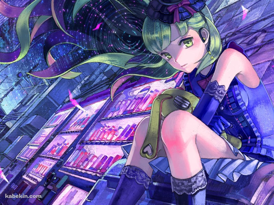夜の街、自動販売機の近くに座るMAYU / ボカロ / ボーカロイドの壁紙(1152px x 864px) 高画質 PC・デスクトップ用