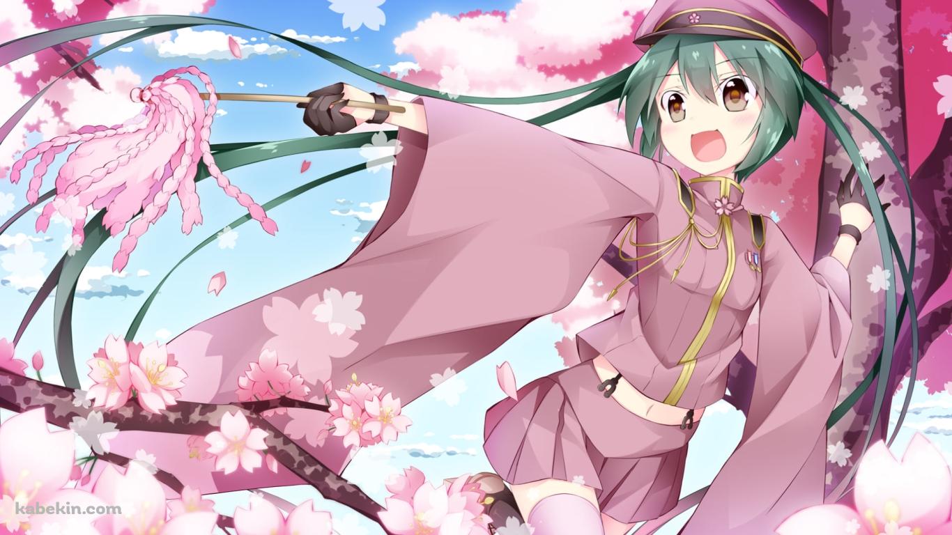 ピンクの桜と初音ミク / 千本桜 / ボカロ / ボーカロイドの壁紙(1366px x 768px) 高画質 PC・デスクトップ用