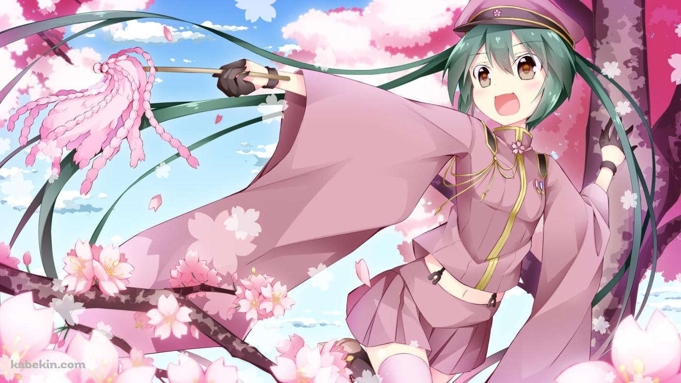 ピンクの桜と初音ミク / 千本桜 / ボカロ / ボーカロイドの壁紙(1391px x 783px) 高画質 PC・デスクトップ用