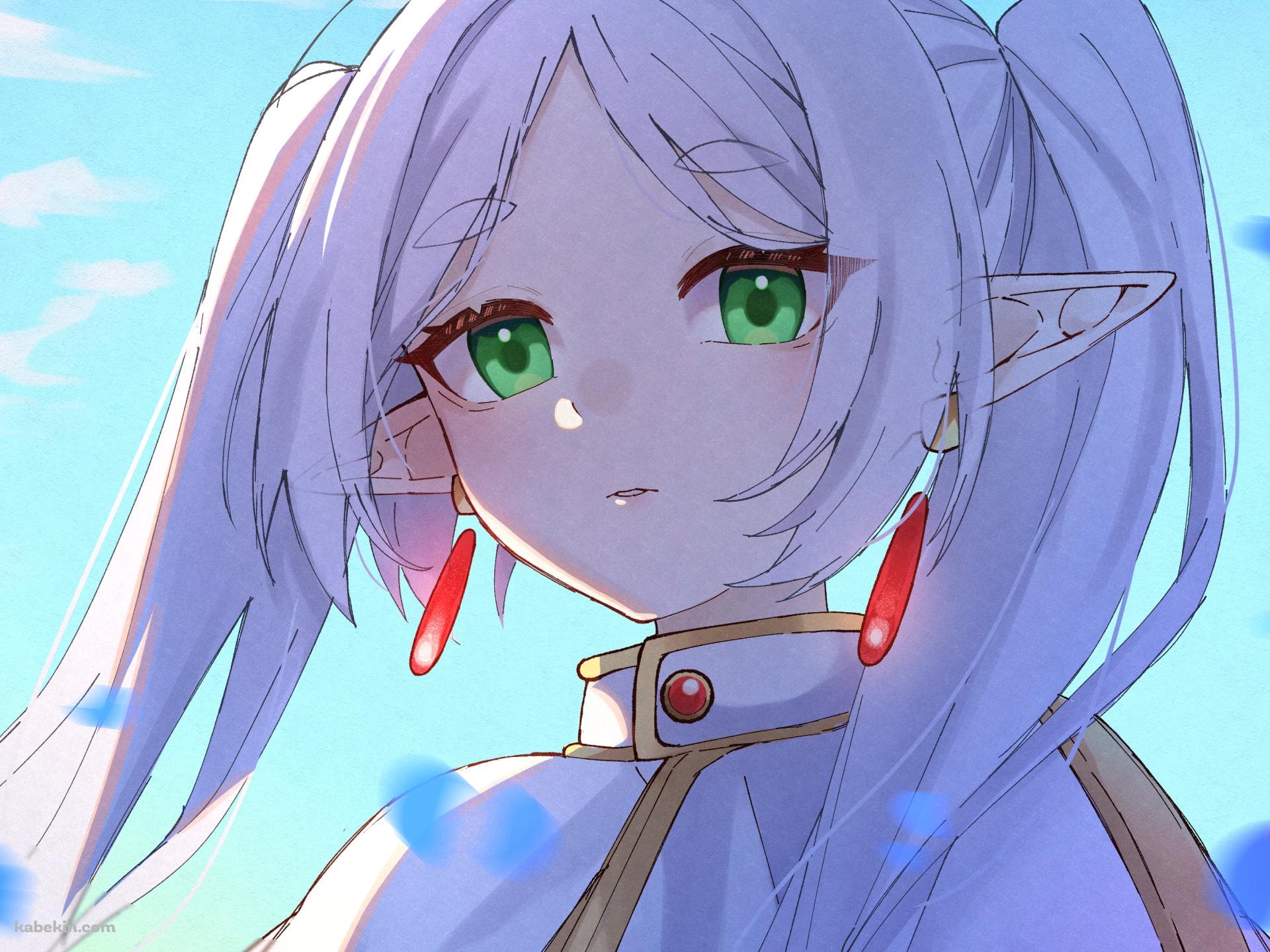 赤いイヤリングをつけた緑の瞳のフリーレン / 葬送のフリーレンの壁紙(1920px x 1440px) 高画質 PC・デスクトップ用