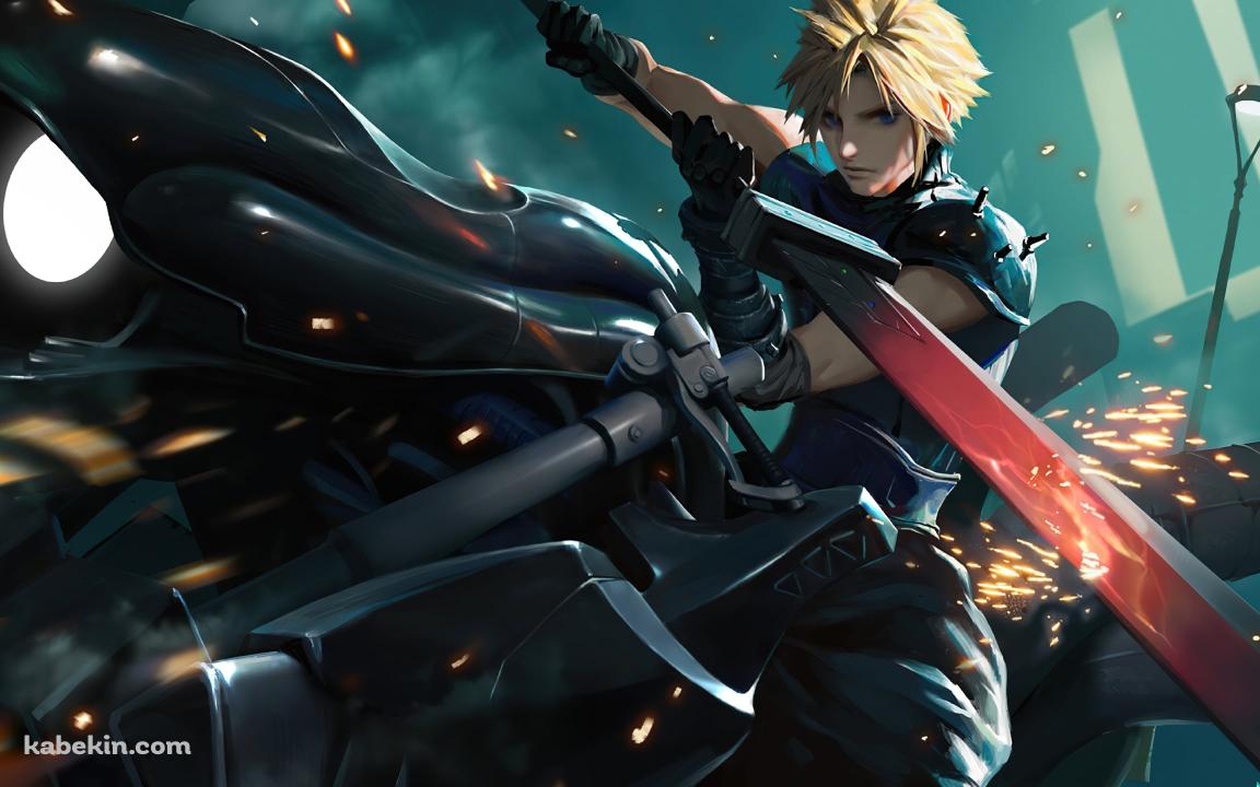 フェンリルに乗り赤い大剣を持つクラウド・ストライフ / FF7ACの壁紙(1152px x 720px) 高画質 PC・デスクトップ用