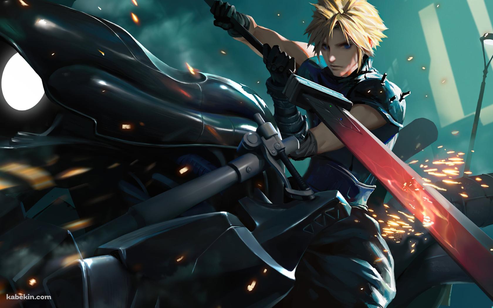 フェンリルに乗り赤い大剣を持つクラウド・ストライフ / FF7ACの壁紙(1680px x 1050px) 高画質 PC・デスクトップ用