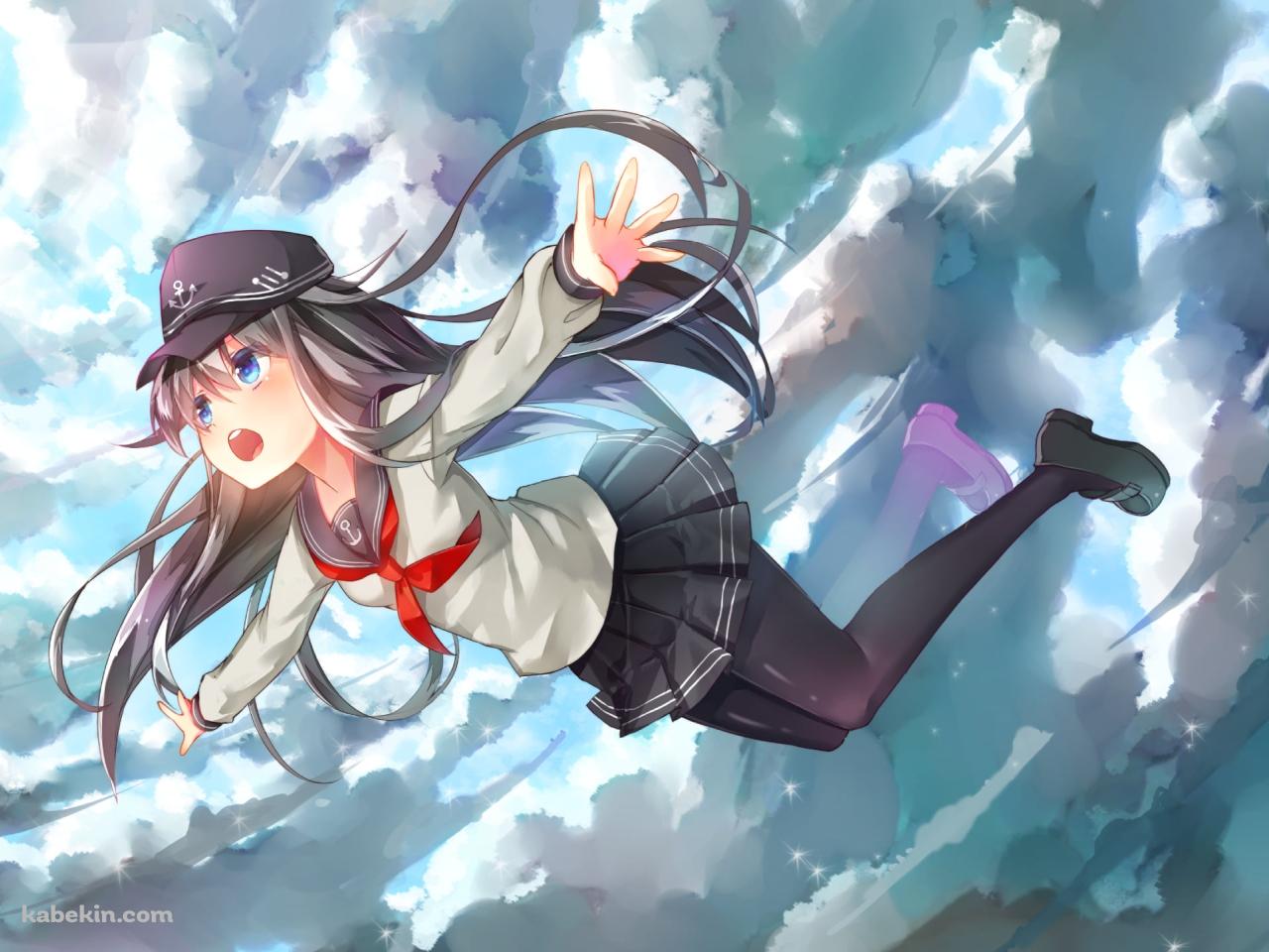 両手を広げて空を飛ぶ可愛い暁 / 艦隊これくしょんの壁紙(1280px x 960px) 高画質 PC・デスクトップ用