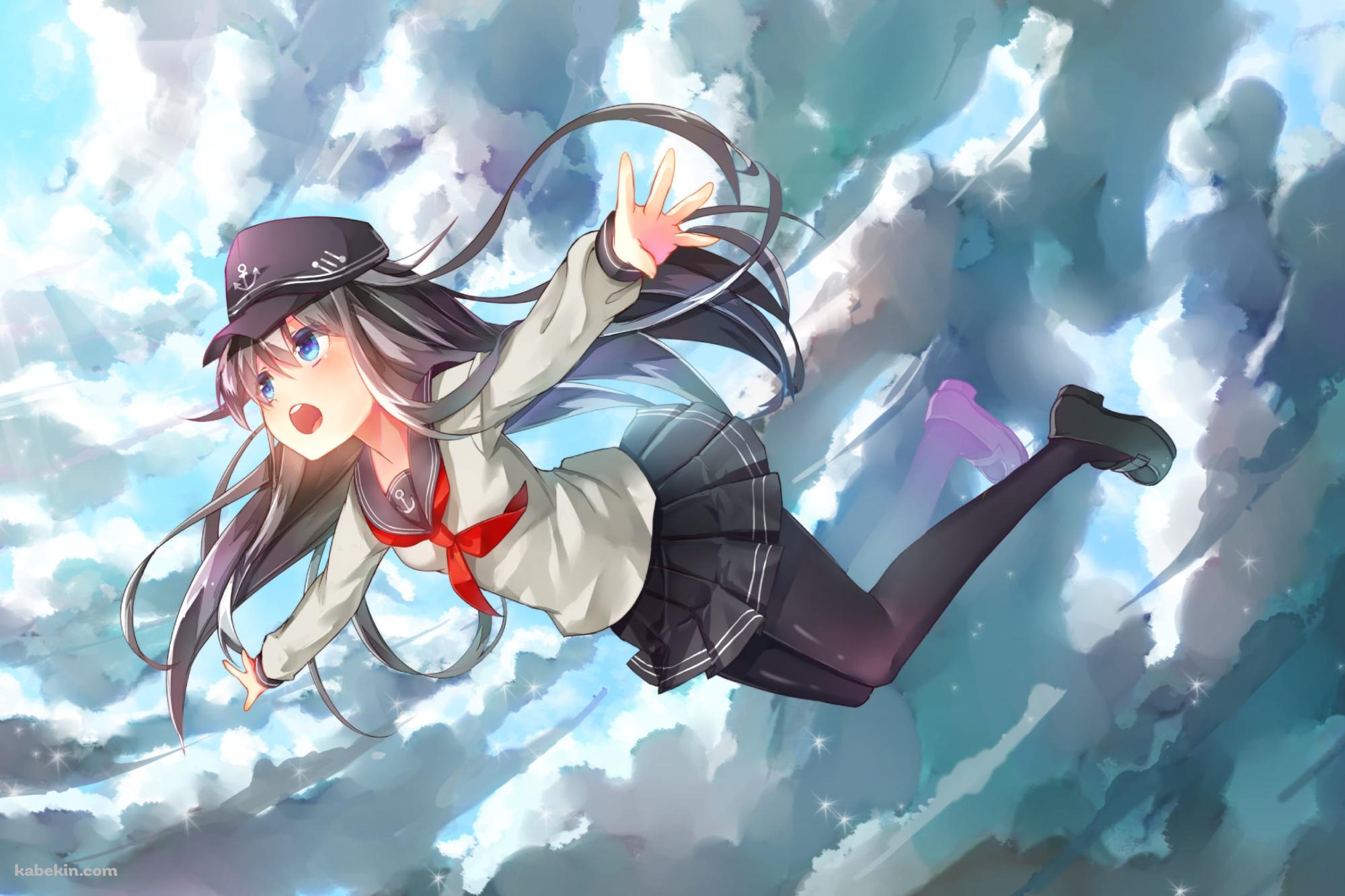 両手を広げて空を飛ぶ可愛い暁 / 艦隊これくしょんの壁紙(2000px x 1333px) 高画質 PC・デスクトップ用