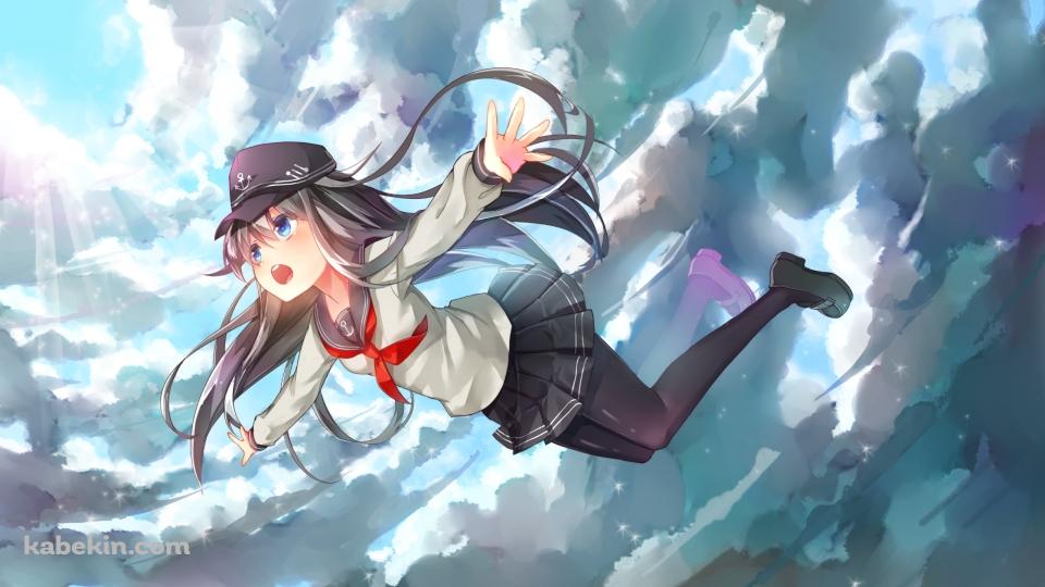 両手を広げて空を飛ぶ可愛い暁 / 艦隊これくしょんの壁紙(960px x 540px) 高画質 PC・デスクトップ用