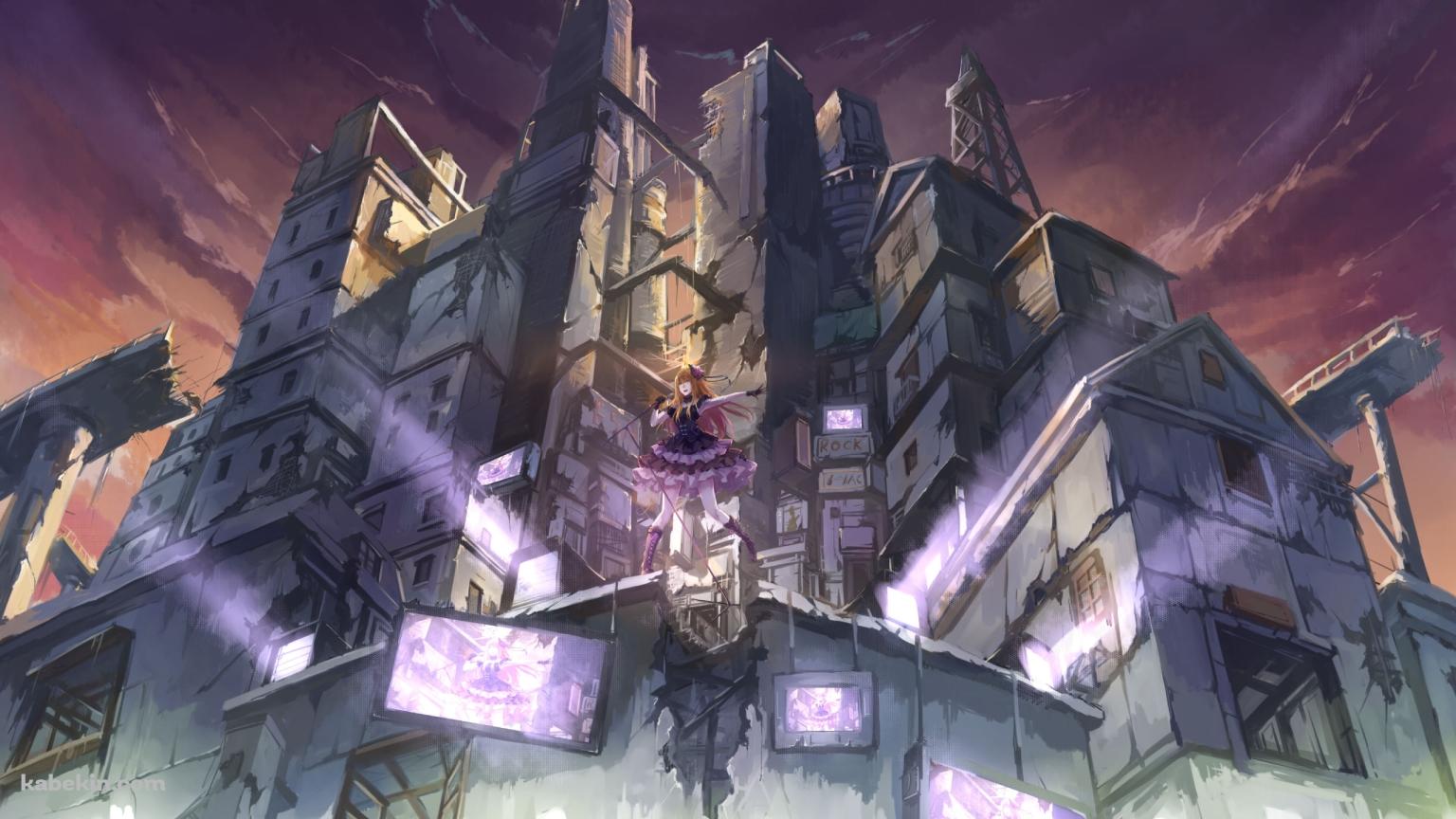 廃墟で歌を唄う渋谷凛 / アイドルマスターシンデレラガールズの壁紙(1536px x 864px) 高画質 PC・デスクトップ用