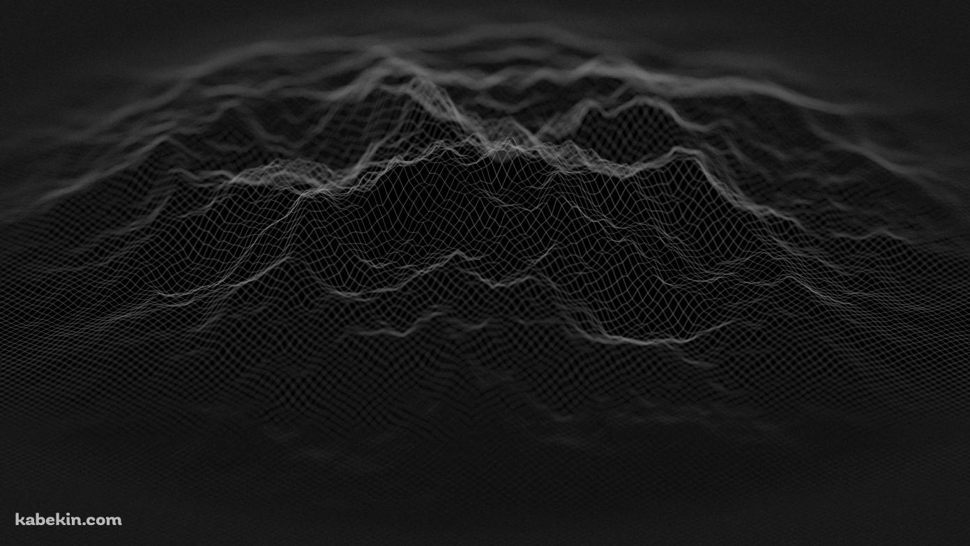 かっこいい隆起する山の黒いポリゴン / Cool rising mountain black polygonの壁紙(1391px x 783px) 高画質 PC・デスクトップ用