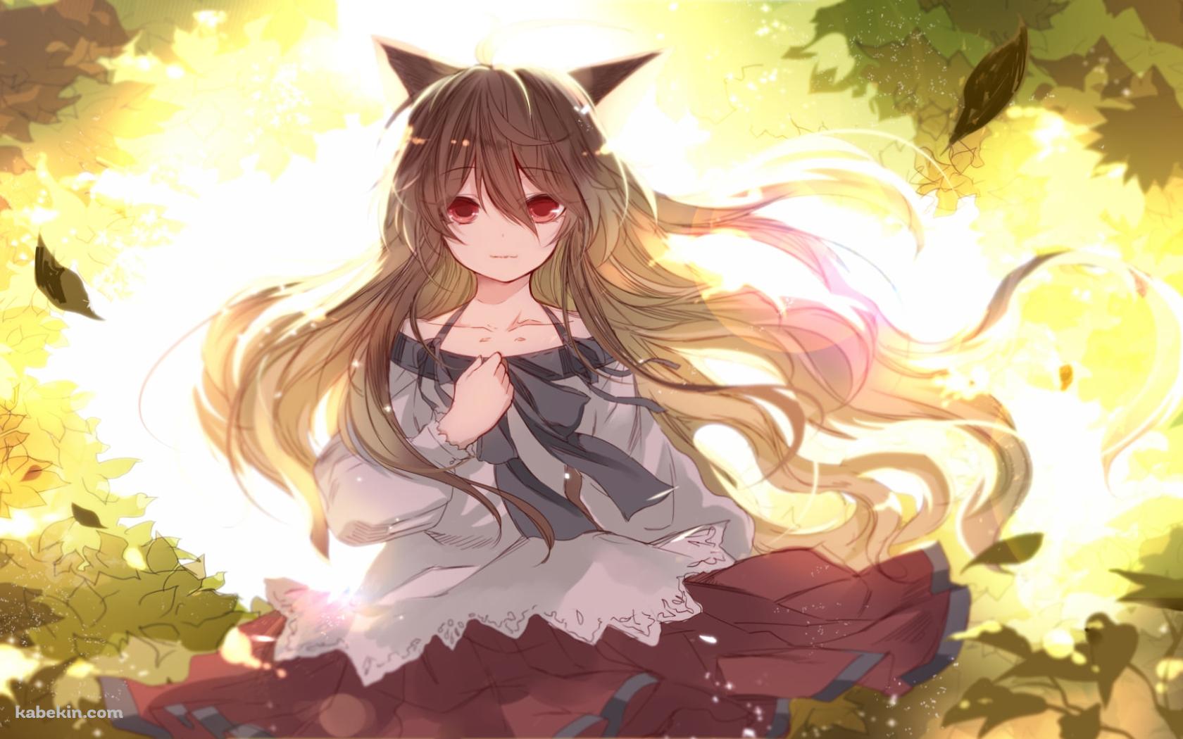 緑の葉っぱと今泉影狼 (いまいずみかげろう) / 東方の壁紙(1680px x 1050px) 高画質 PC・デスクトップ用
