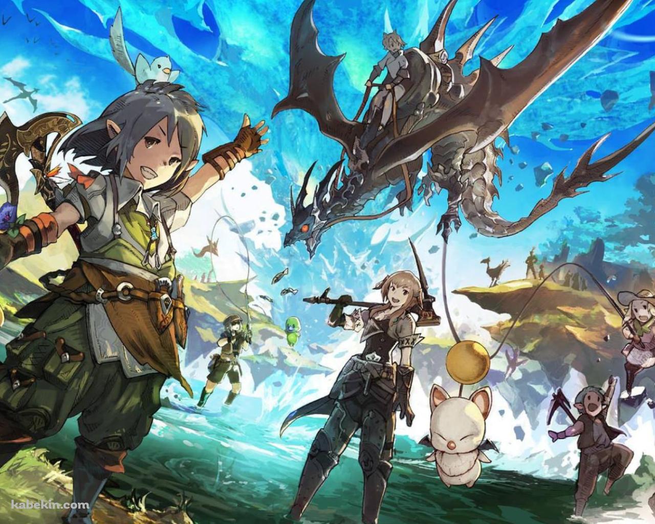 ポップで可愛いFF16 / モーグリ / チョコボ / 飛龍の壁紙(1280px x 1024px) 高画質 PC・デスクトップ用