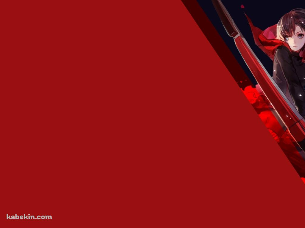 武器を振るうかっこいいルビー・ローズ / 赤 / Ruby Rose / RWBYの壁紙(1024px x 768px) 高画質 PC・デスクトップ用