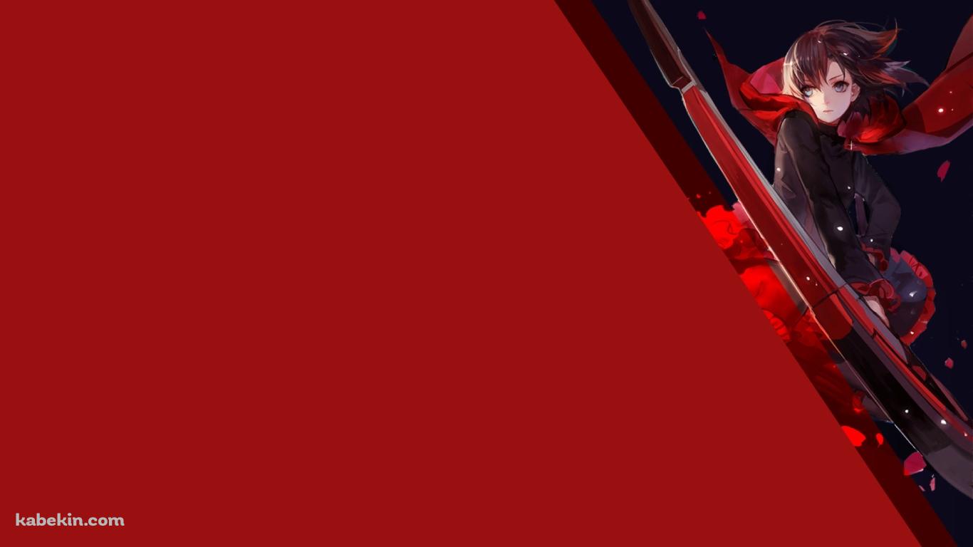武器を振るうかっこいいルビー・ローズ / 赤 / Ruby Rose / RWBYの壁紙(1366px x 768px) 高画質 PC・デスクトップ用