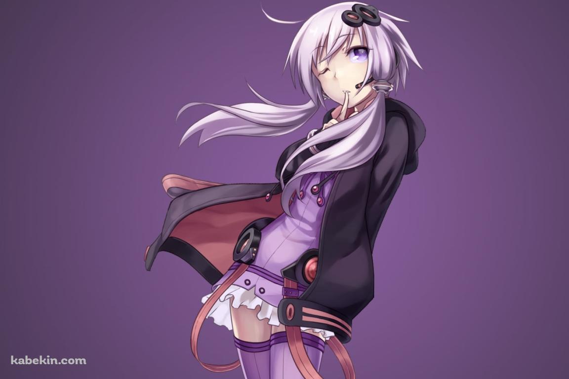 口元に人差し指をあてウィンクする結月ゆかり / ボカロの壁紙(1152px x 768px) 高画質 PC・デスクトップ用