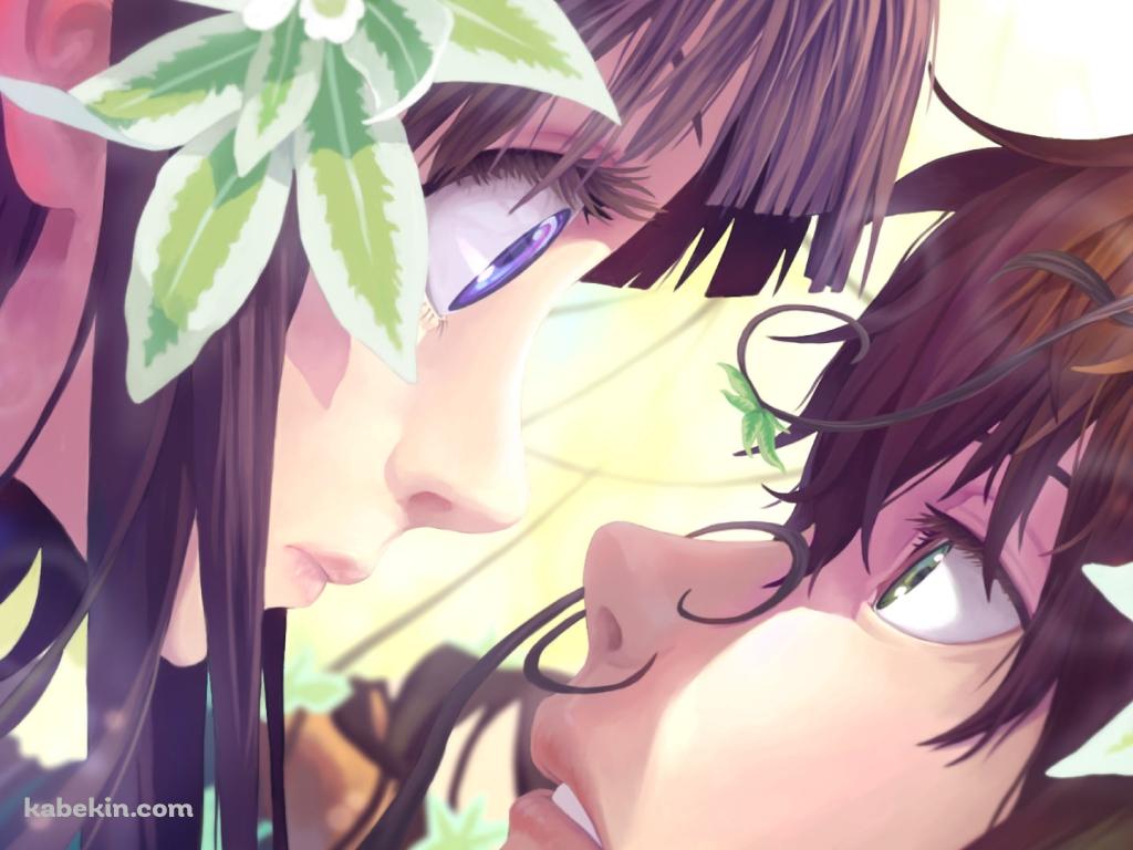 見つめ合う千反田えると折木奉太郎 / 氷菓の壁紙(1024px x 768px) 高画質 PC・デスクトップ用