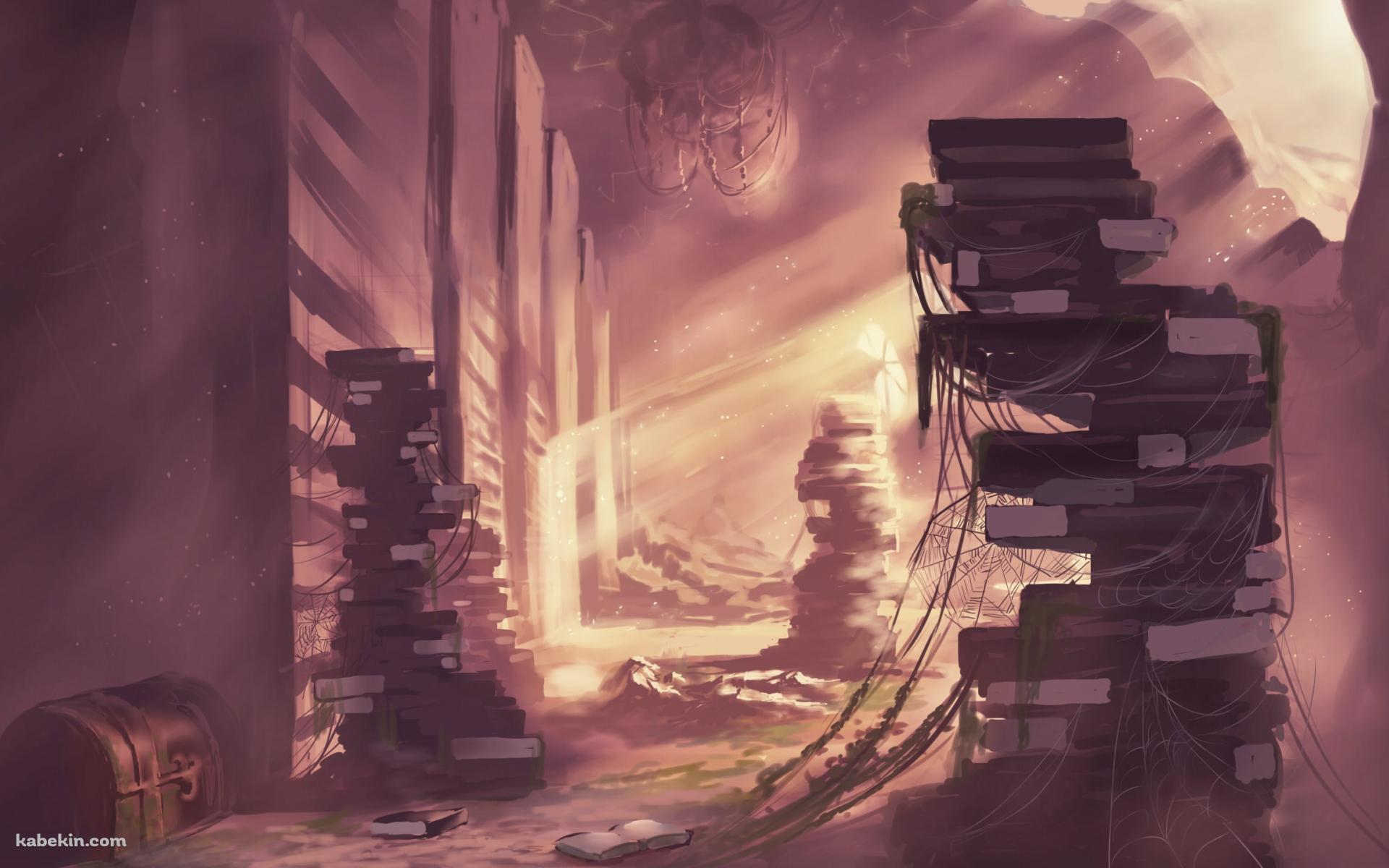 積み上げられた本 / 宝箱 / 廃墟の壁紙(1920px x 1200px) 高画質 PC・デスクトップ用
