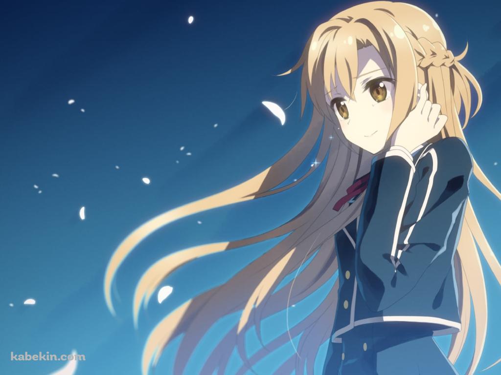 白い花びらとアスナ / SAO / ソードアートオンラインの壁紙(1024px x 768px) 高画質 PC・デスクトップ用