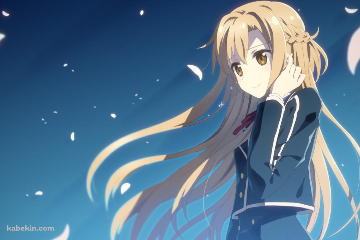 白い花びらとアスナ / SAO / ソードアートオンラインの壁紙(1152px x 768px) 高画質 PC・デスクトップ用