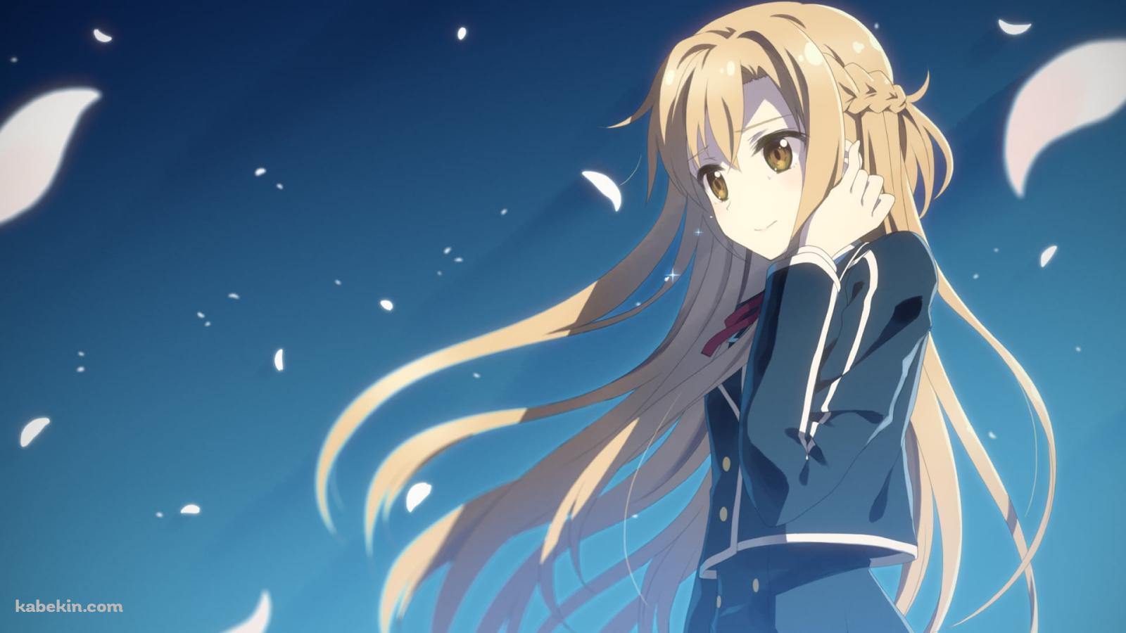 白い花びらとアスナ / SAO / ソードアートオンラインの壁紙(1600px x 900px) 高画質 PC・デスクトップ用