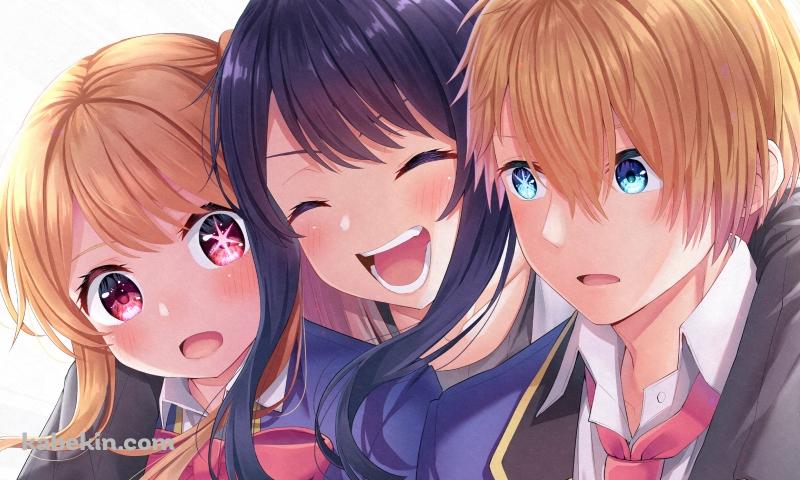 星野ルビーと星野アクアを抱く星野アイ / 推しの子の壁紙(800px x 480px) 高画質 PC・デスクトップ用