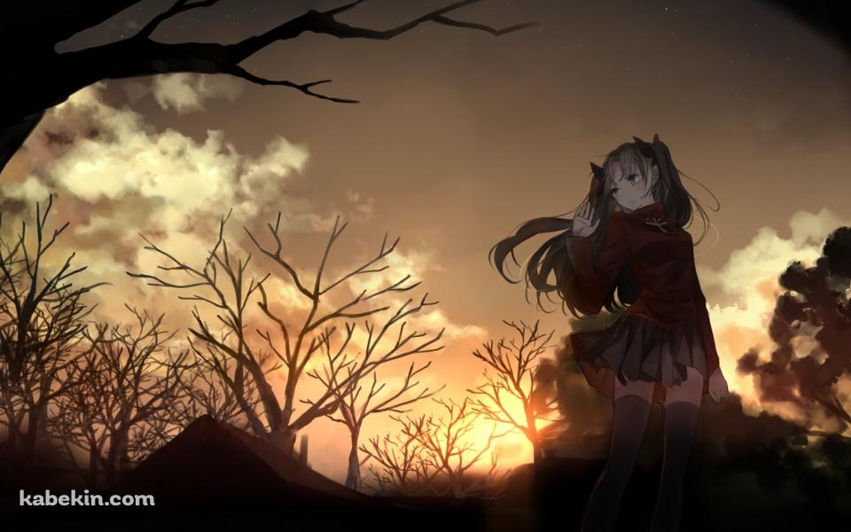 枯れ木と遠坂凛 / Fateの壁紙(960px x 600px) 高画質 PC・デスクトップ用