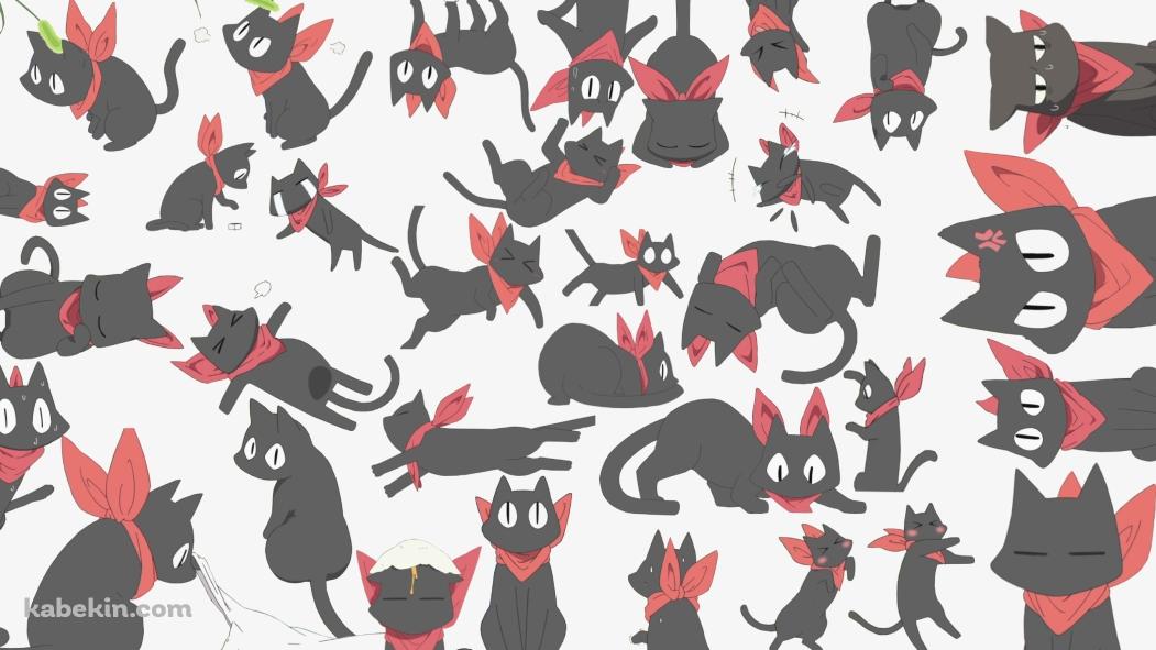 いろんな阪本さん / 赤いマフラーを巻いた黒猫 / 日常の壁紙(1051px x 591px) 高画質 PC・デスクトップ用