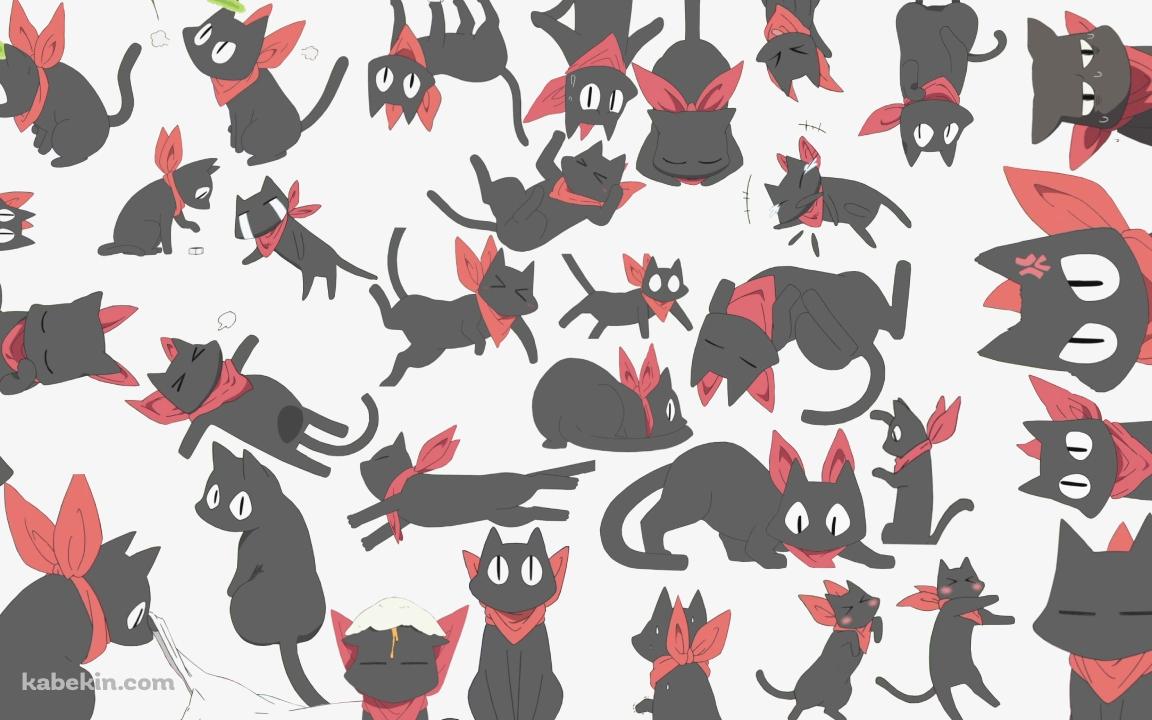 いろんな阪本さん / 赤いマフラーを巻いた黒猫 / 日常の壁紙(1152px x 720px) 高画質 PC・デスクトップ用