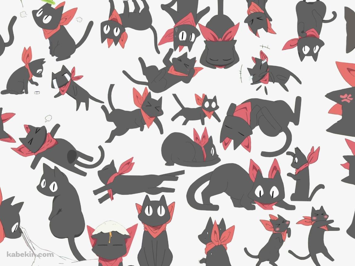 いろんな阪本さん / 赤いマフラーを巻いた黒猫 / 日常の壁紙(1152px x 864px) 高画質 PC・デスクトップ用