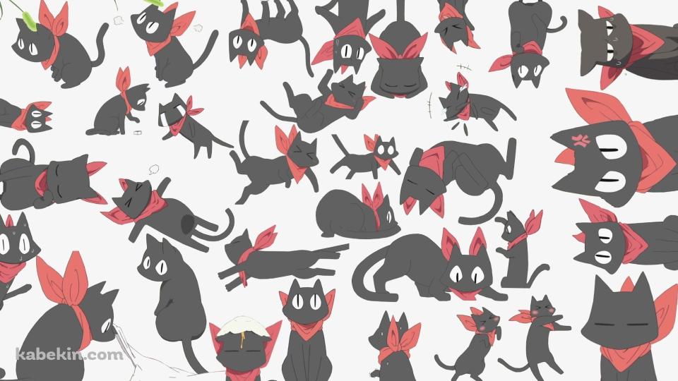 いろんな阪本さん / 赤いマフラーを巻いた黒猫 / 日常の壁紙(960px x 540px) 高画質 PC・デスクトップ用
