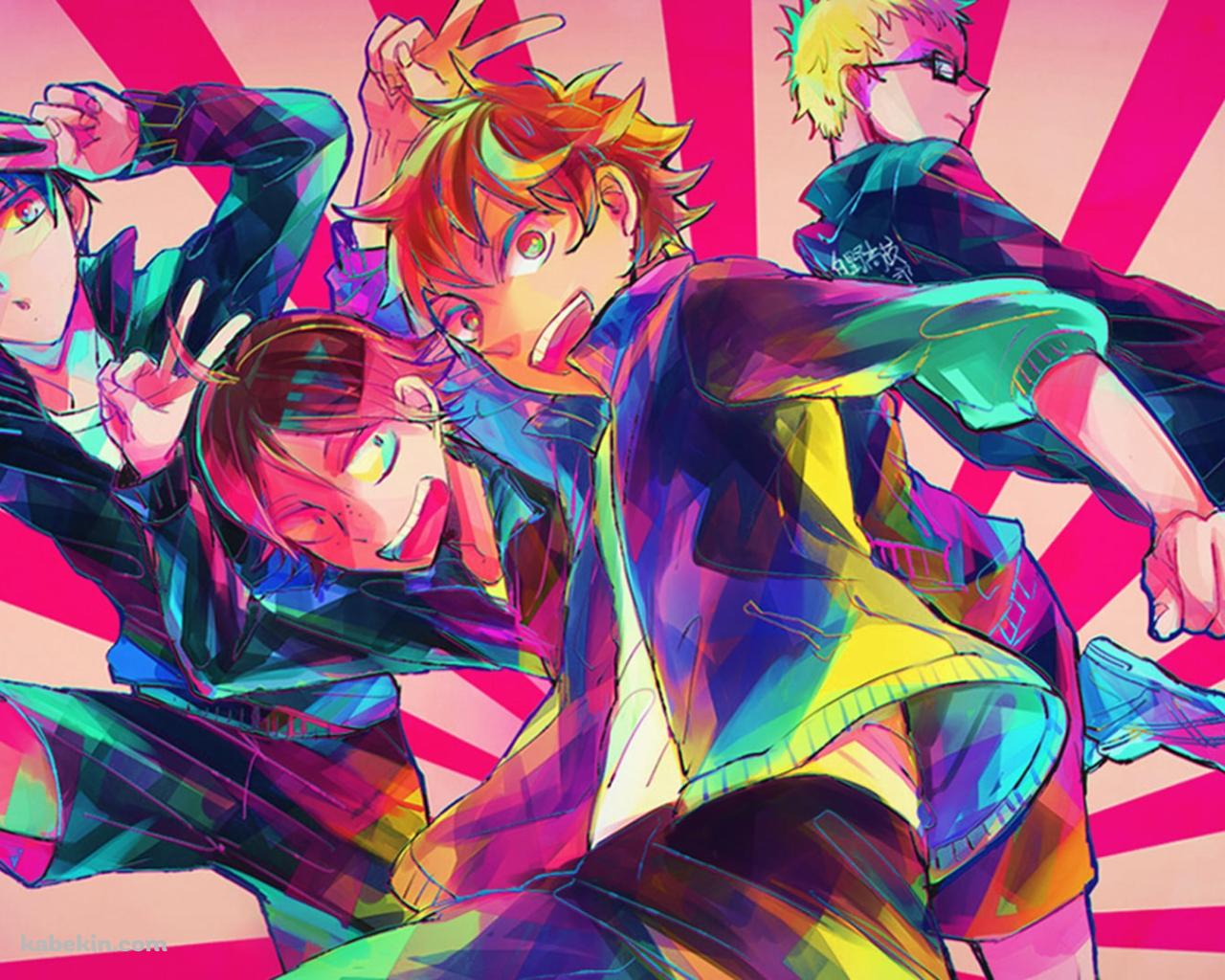 ポップなハイキュー!!のイラスト / 影山飛雄 / 日向翔陽 / 月島蛍 / 山口忠の壁紙(1280px x 1024px) 高画質 PC・デスクトップ用