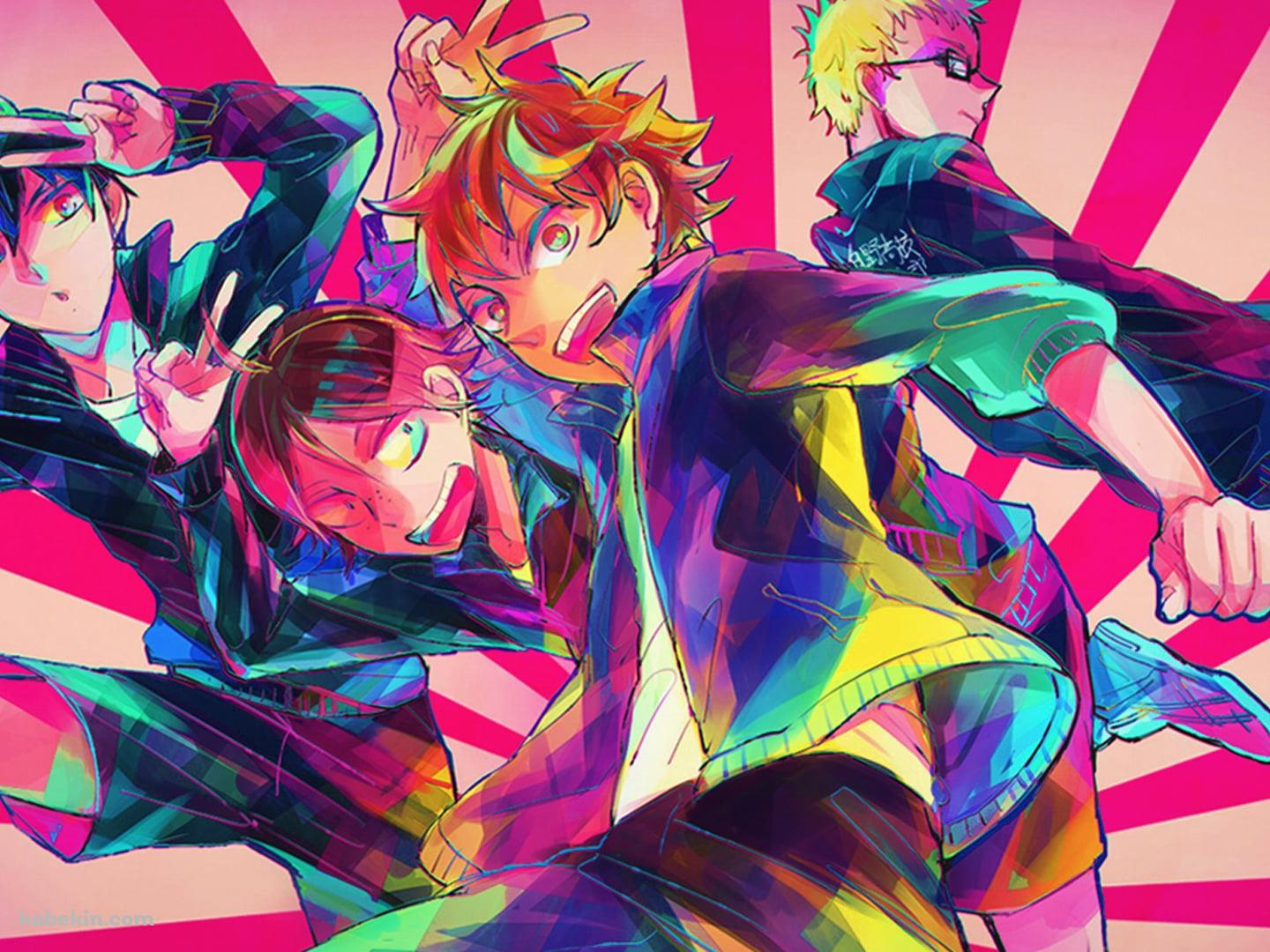 ポップなハイキュー!!のイラスト / 影山飛雄 / 日向翔陽 / 月島蛍 / 山口忠の壁紙(1440px x 1080px) 高画質 PC・デスクトップ用