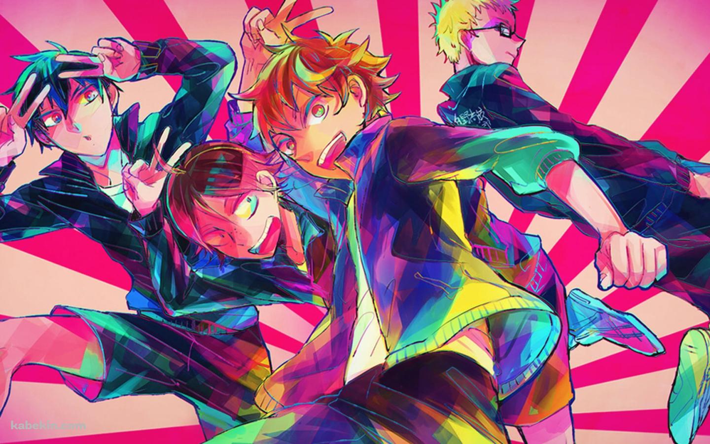 ポップなハイキュー!!のイラスト / 影山飛雄 / 日向翔陽 / 月島蛍 / 山口忠の壁紙(1440px x 900px) 高画質 PC・デスクトップ用