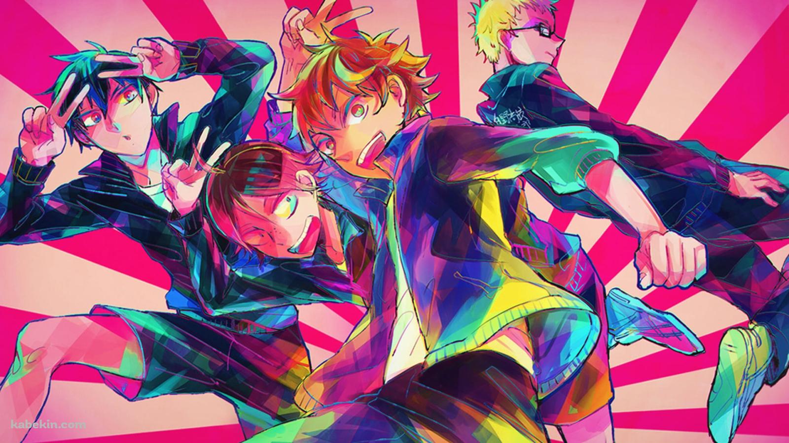 ポップなハイキュー!!のイラスト / 影山飛雄 / 日向翔陽 / 月島蛍 / 山口忠の壁紙(1600px x 900px) 高画質 PC・デスクトップ用