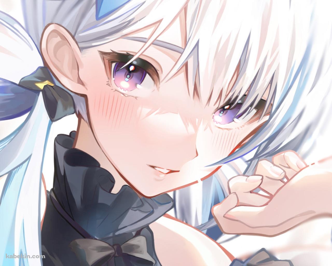紫の瞳でこちらを見つめる綺麗ななちょ猫 (甘城なつき) / バーチャルYouTuberの壁紙(1280px x 1024px) 高画質 PC・デスクトップ用
