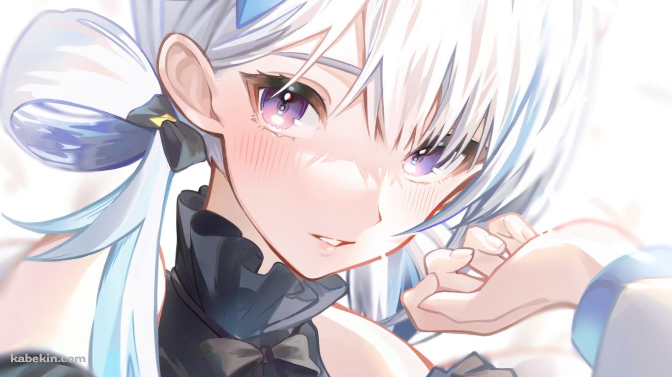紫の瞳でこちらを見つめる綺麗ななちょ猫 (甘城なつき) / バーチャルYouTuberの壁紙(1366px x 768px) 高画質 PC・デスクトップ用