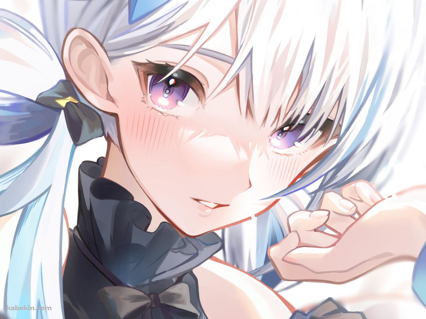 紫の瞳でこちらを見つめる綺麗ななちょ猫 (甘城なつき) / バーチャルYouTuberの壁紙(1440px x 1080px) 高画質 PC・デスクトップ用