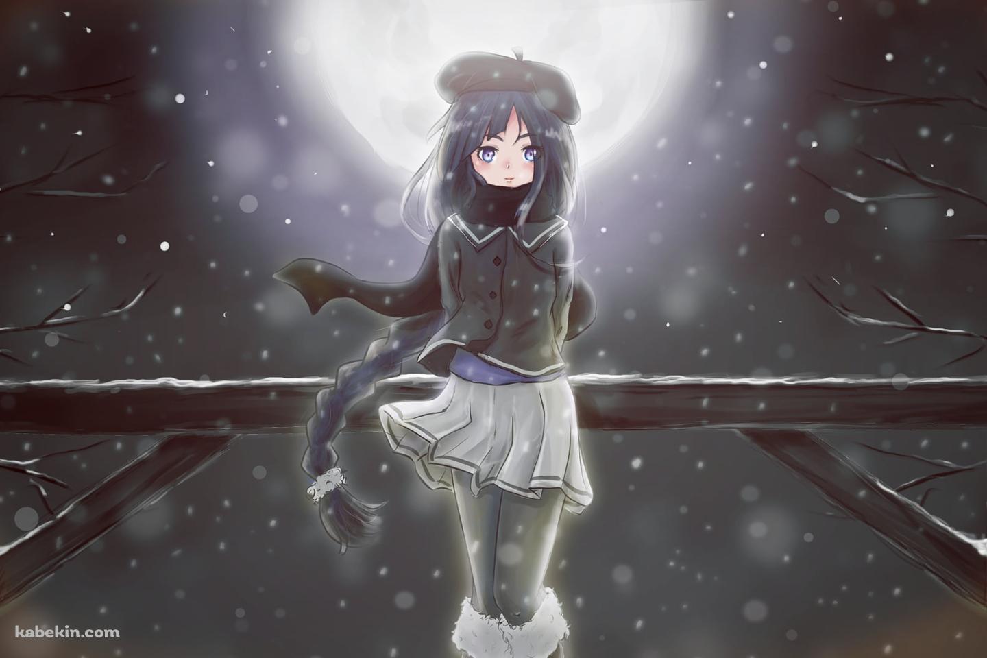 雪が降る中、佇むALYS / アリス / ボカロの壁紙(1440px x 960px) 高画質 PC・デスクトップ用
