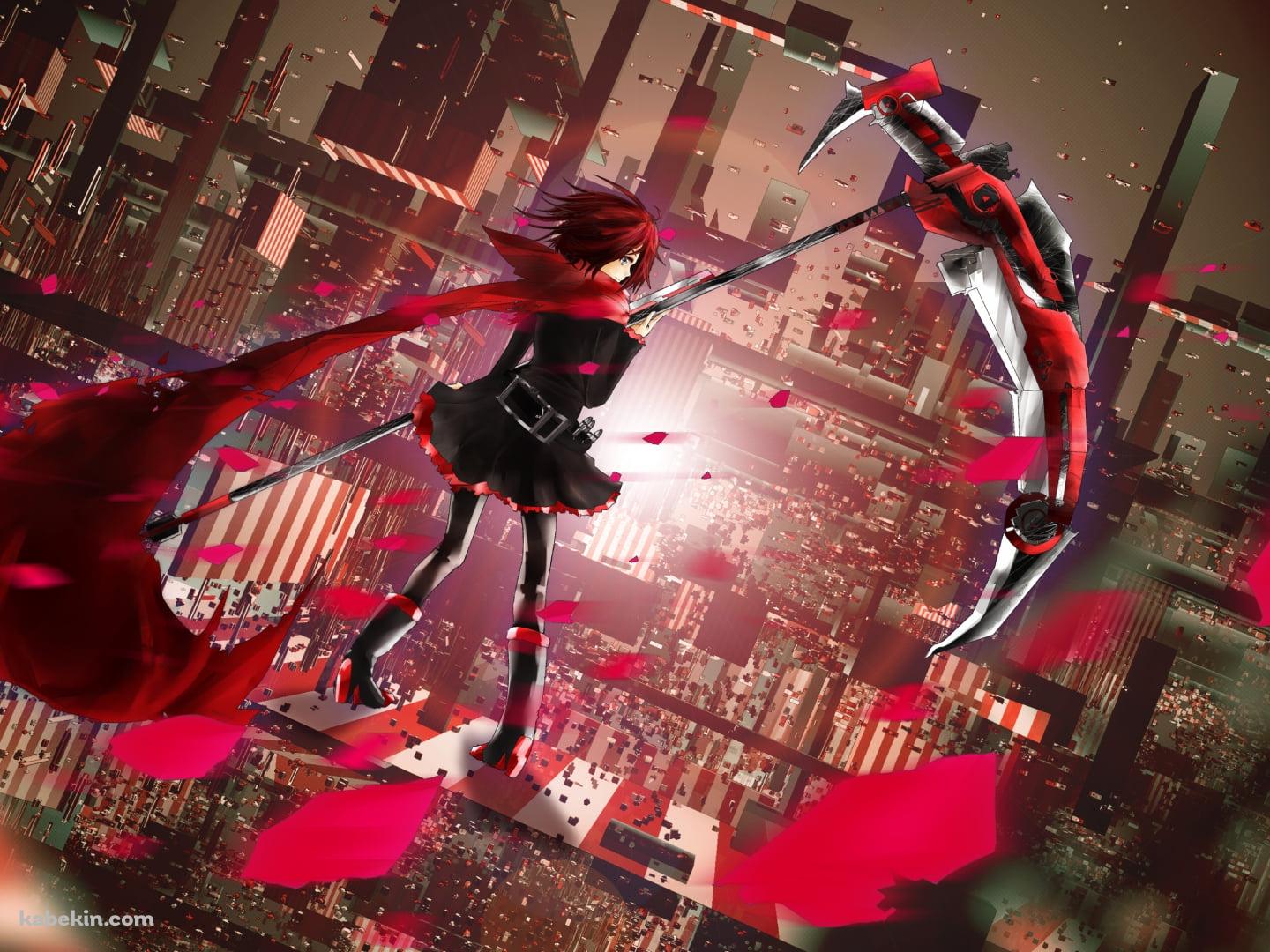 赤い花びらとルビー・ローズ / Ruby Rose / RWBYの壁紙(1440px x 1080px) 高画質 PC・デスクトップ用