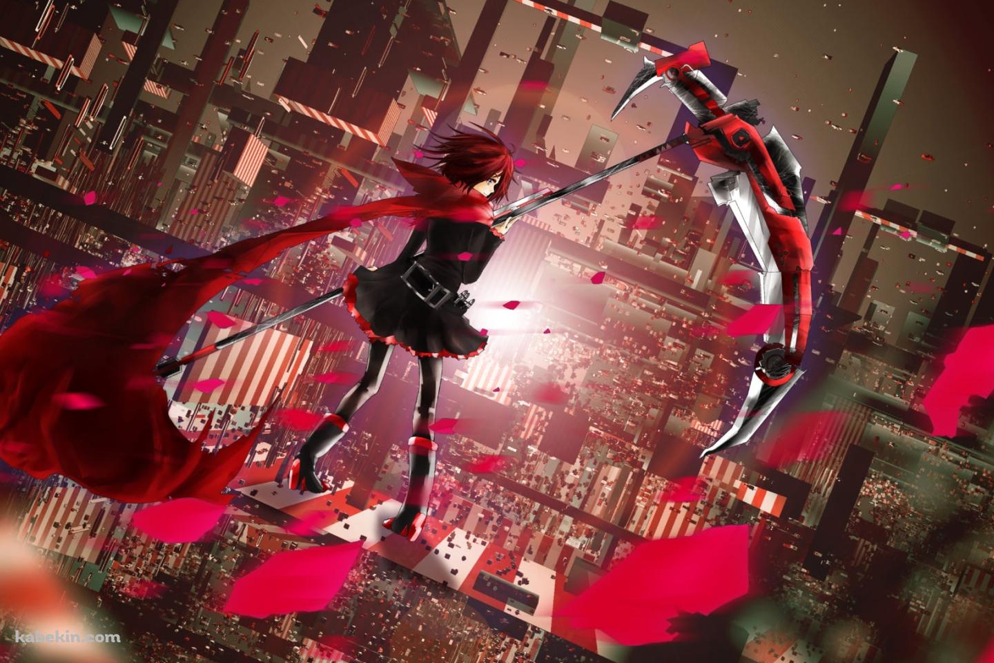 赤い花びらとルビー・ローズ / Ruby Rose / RWBYの壁紙(1440px x 960px) 高画質 PC・デスクトップ用