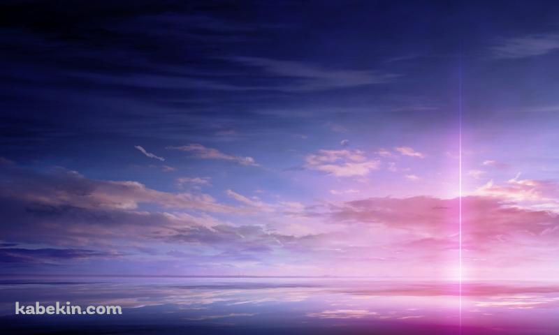 紫に染まる水平線 / 綺麗 / 海に反射する雲の壁紙(800px x 480px) 高画質 PC・デスクトップ用
