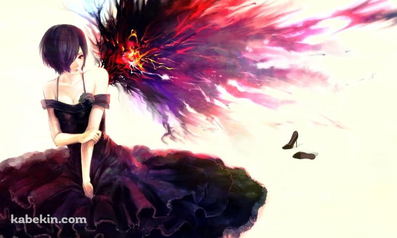 右手を抑える黒いドレスを着た霧嶋董香 / 東京喰種の壁紙(800px x 480px) 高画質 PC・デスクトップ用