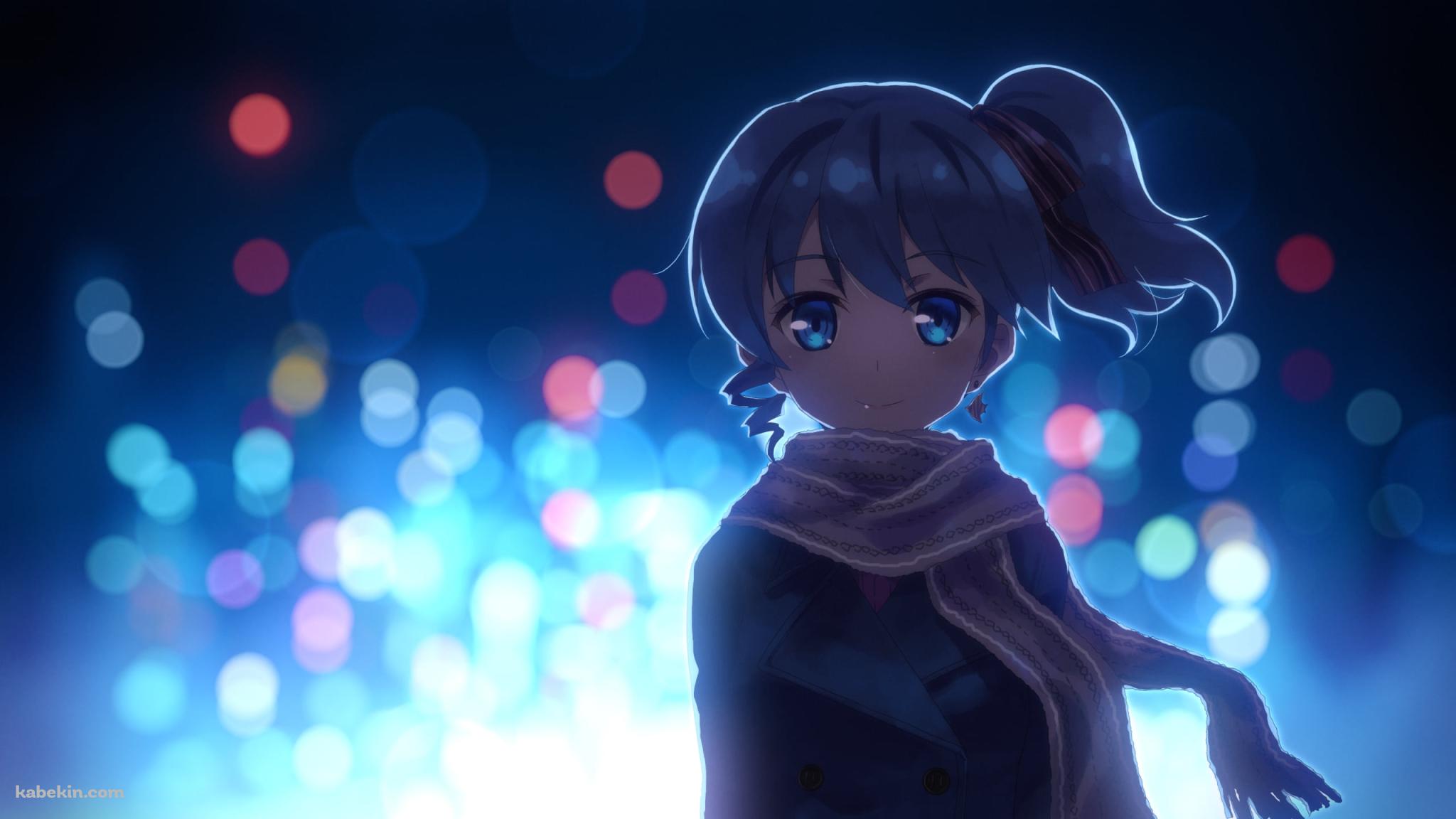 夜の都会の灯りとマフラーを巻いたセハ・クラット / DJMAXの壁紙(2048px x 1152px) 高画質 PC・デスクトップ用