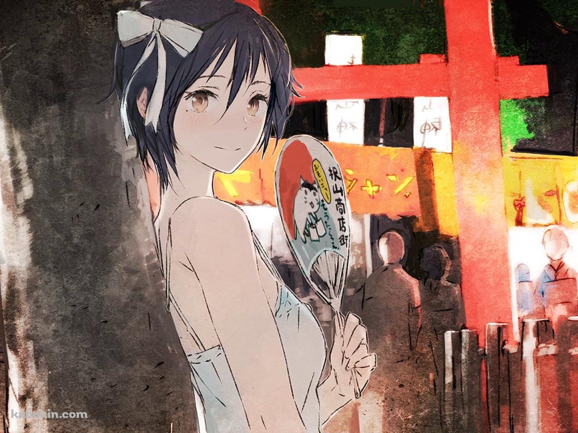 お祭りの屋台の近くで団扇を持つ鶫誠士郎 / ニセコイの壁紙(1152px x 864px) 高画質 PC・デスクトップ用