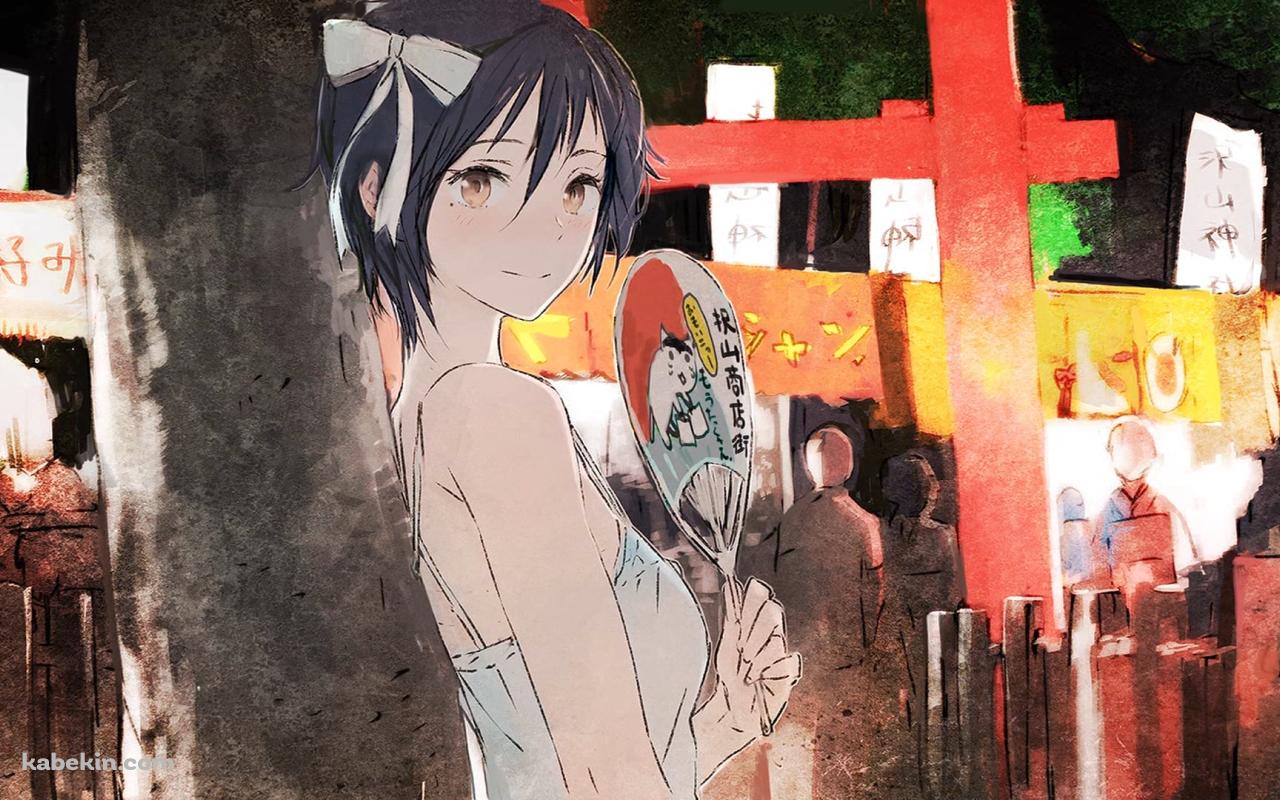 お祭りの屋台の近くで団扇を持つ鶫誠士郎 / ニセコイの壁紙(1280px x 800px) 高画質 PC・デスクトップ用